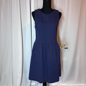 J Crew Factory‎ Daybreak Raw Indigo Cotton Blend Dress  Sz M Cottage Core EUC